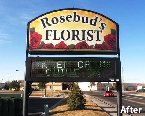 Before & After photo of a client's sign