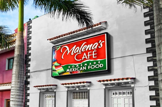 Malena's Cafe Homemade Mexican Food Outdoor Wall Sign