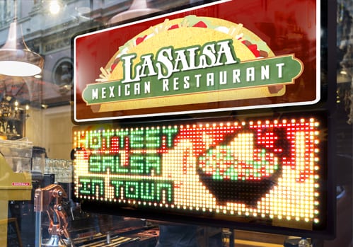 La Salsa Mexican Restaurant Lighted Sign With Electronic Message Center Indoor Sign
