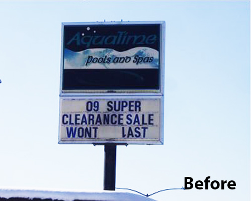 Before & After photo of a client's sign