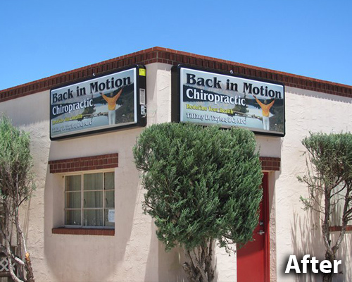 Before & After photo of a client's sign